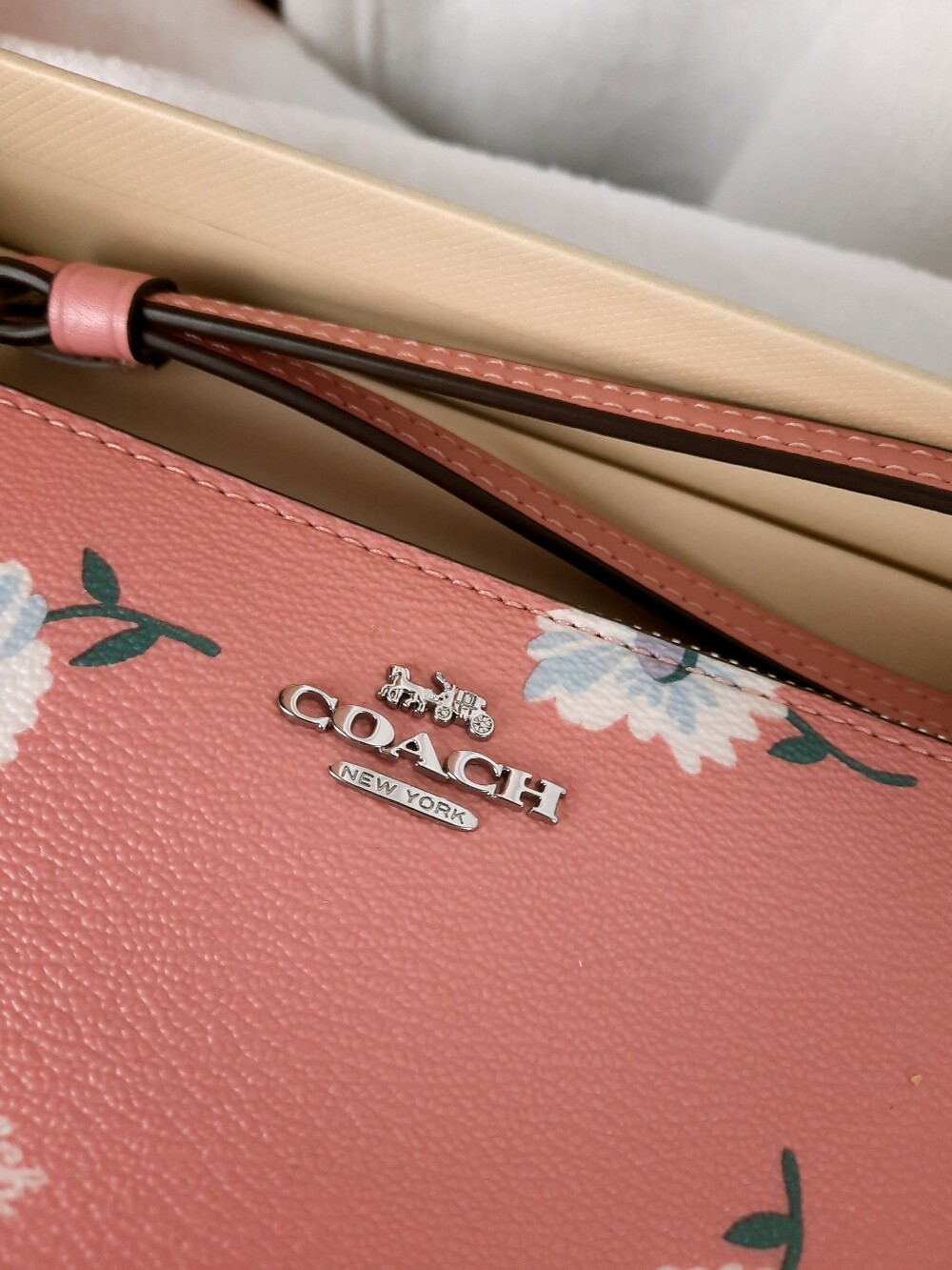Coach Pink Floral Wristlet Pouch with Charm - Picture 5 of 13